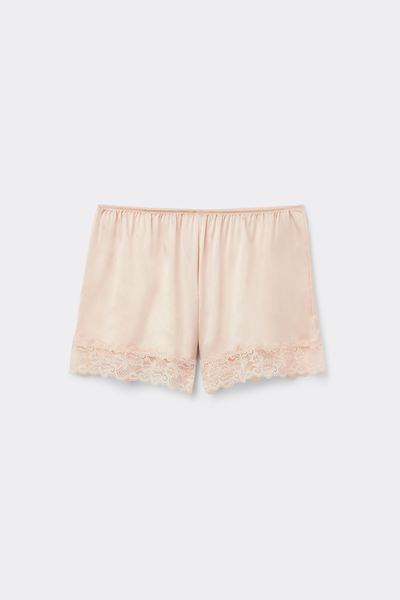 Shorts de seda con encaje