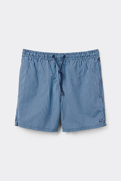 Shorts de Baño con Estampado a Rayas Azul