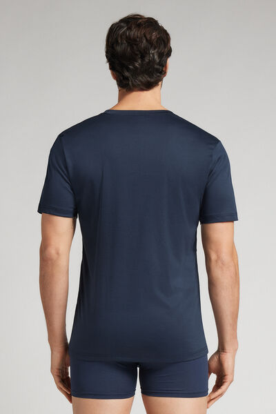 T-shirt à col en V en coton Premium mercerisé